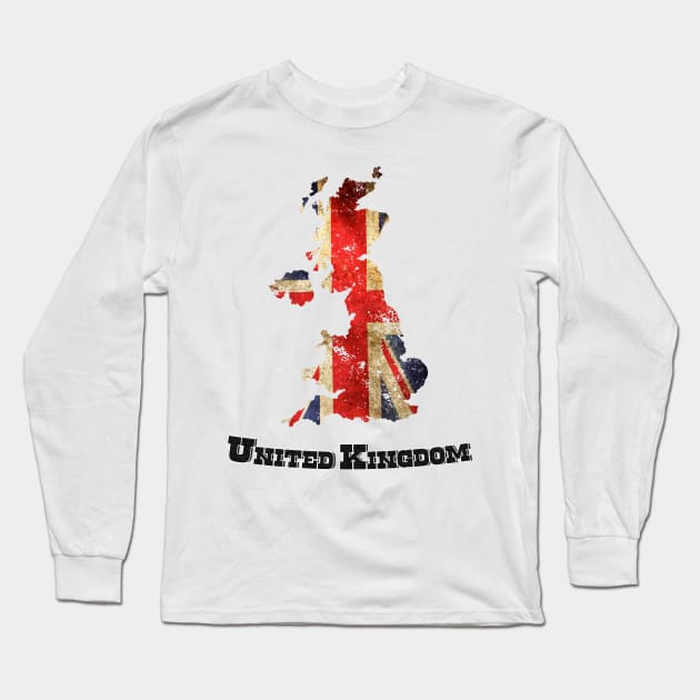 Vintage United Kingdom Flag Long Sleeve T-Shirt by ElevenGraphics